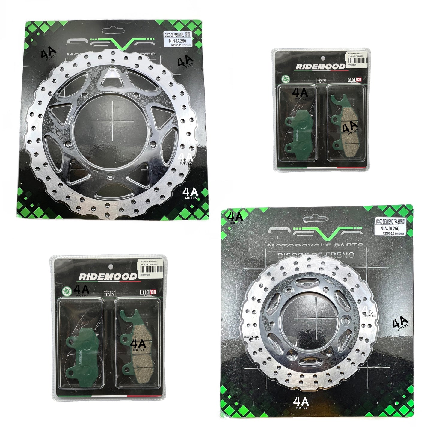 Combo Disco Freno Del. Tras Y Pastillas Del. Tras. Kaw Z250 - Ninja 300