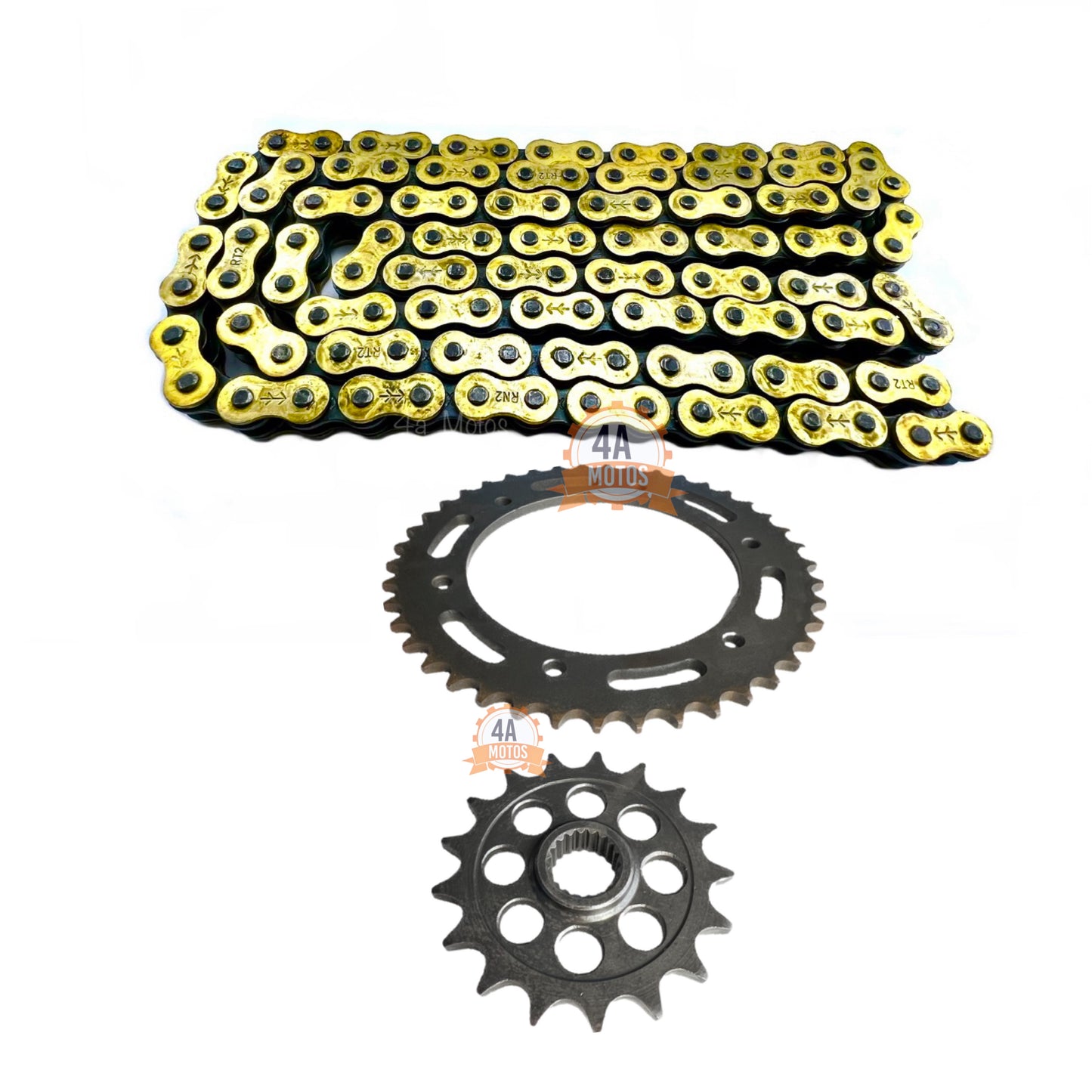 Kit Arrastre Tvs Apache 310 Race Con Cadena Rombo Dorada