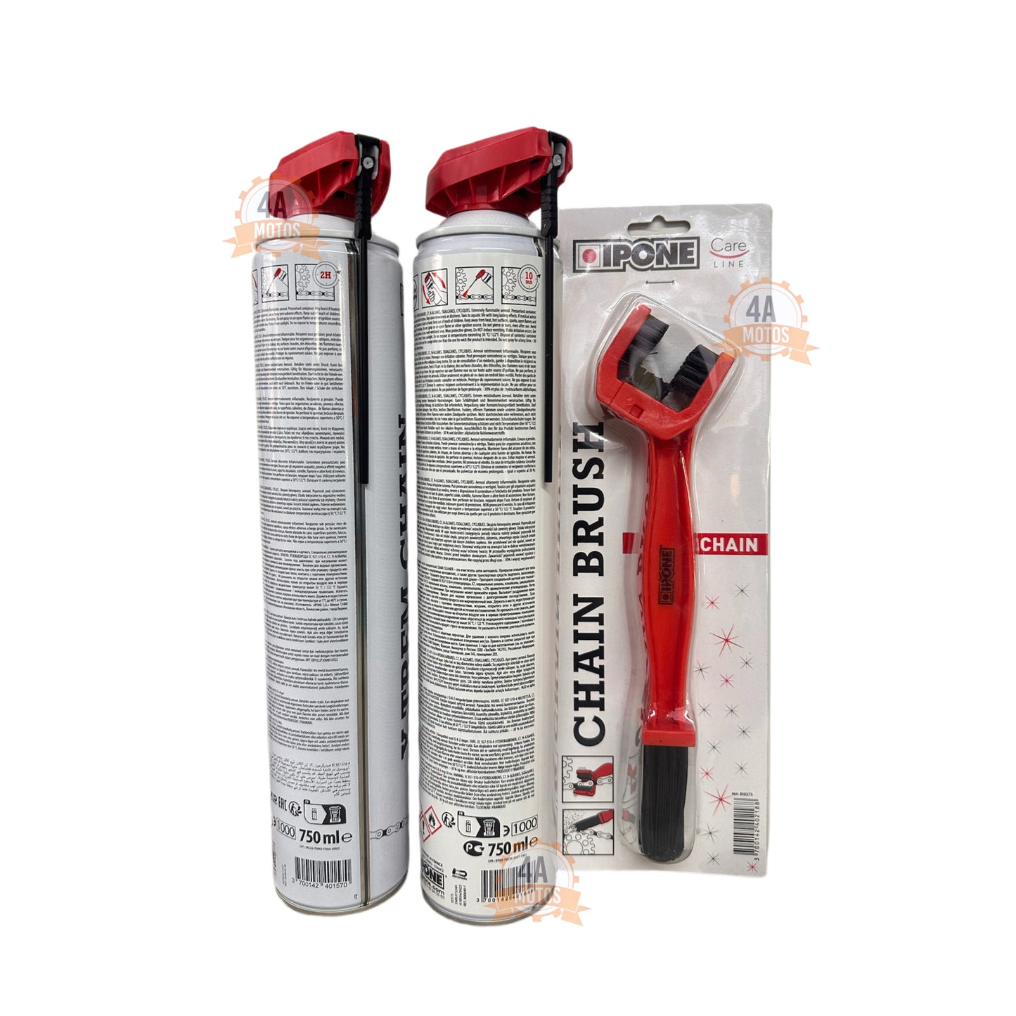 Kit Limpiado Y Lubricante Cadena + Cepillo Ipone
