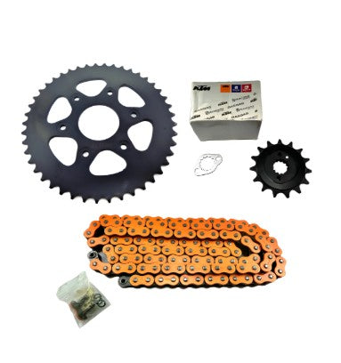 Kit Arrastre Ktm Duke 390- Adven. 390 Ng Piñón Ktm + Cadena