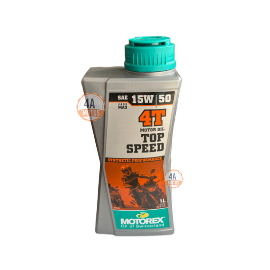 Aceite Para Motor Motorex Top Speed 4t Sintético 15w-50 Para Motos Y Cuatriciclos De 1 Unidad X 1l