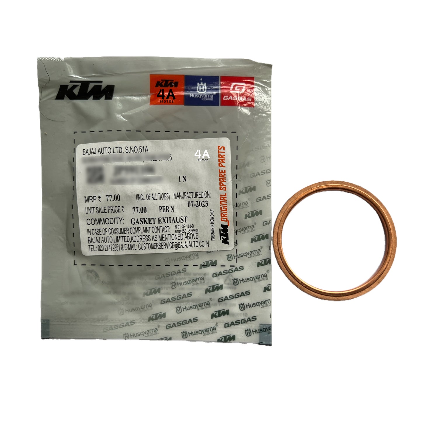 Empaque Exosto Cobre Ktm Duke 200 / 250 / 390 Original
