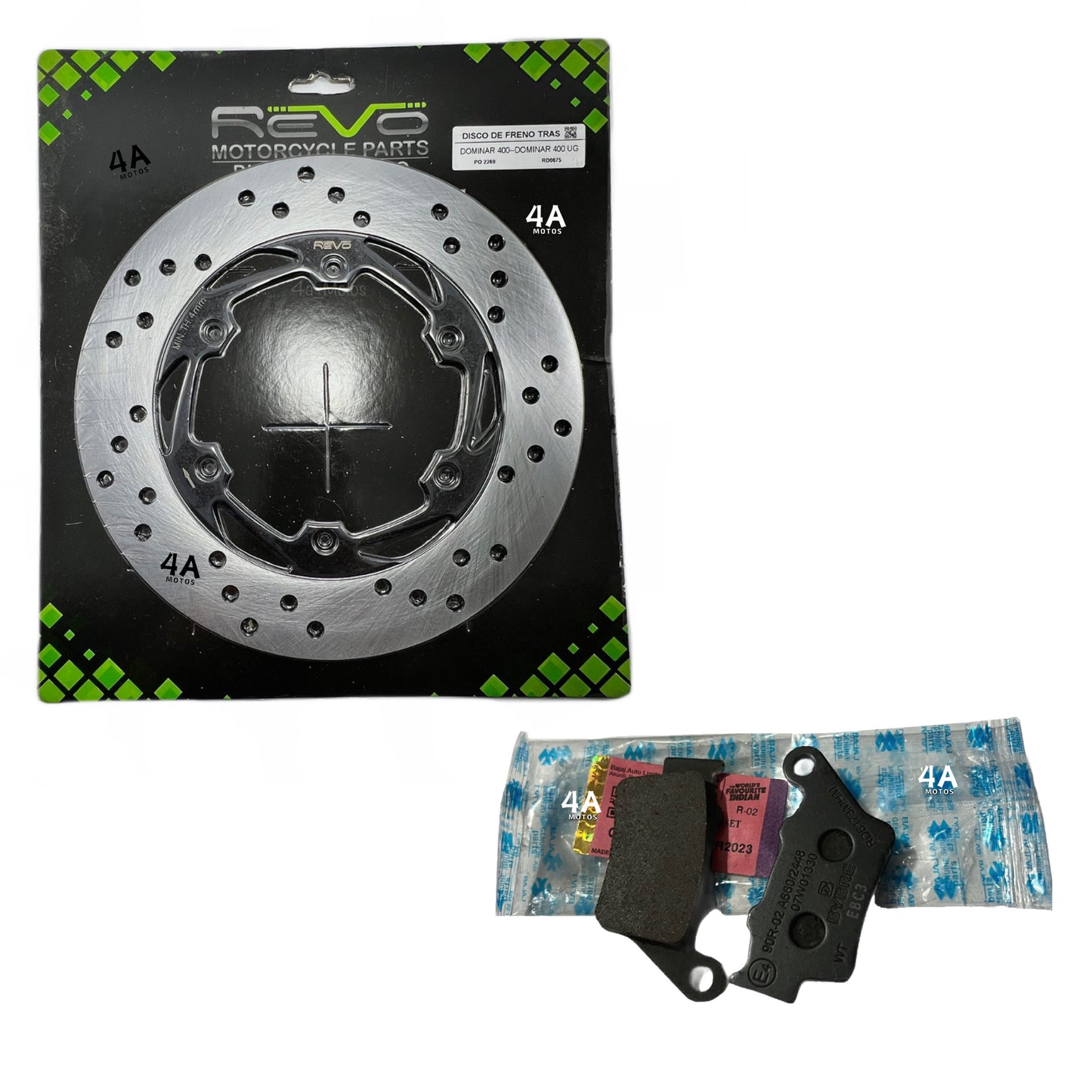 Disco De Freno Tras. Y Pastillas Tras. Dominar 250 - Dominar 400 V1 / Ug