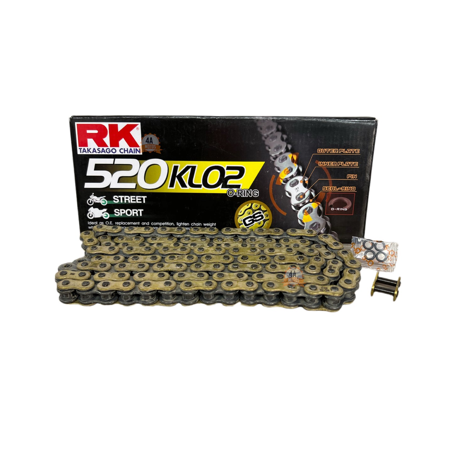 Cadena Rk Japón Dorada 520 Klo2 X 120
