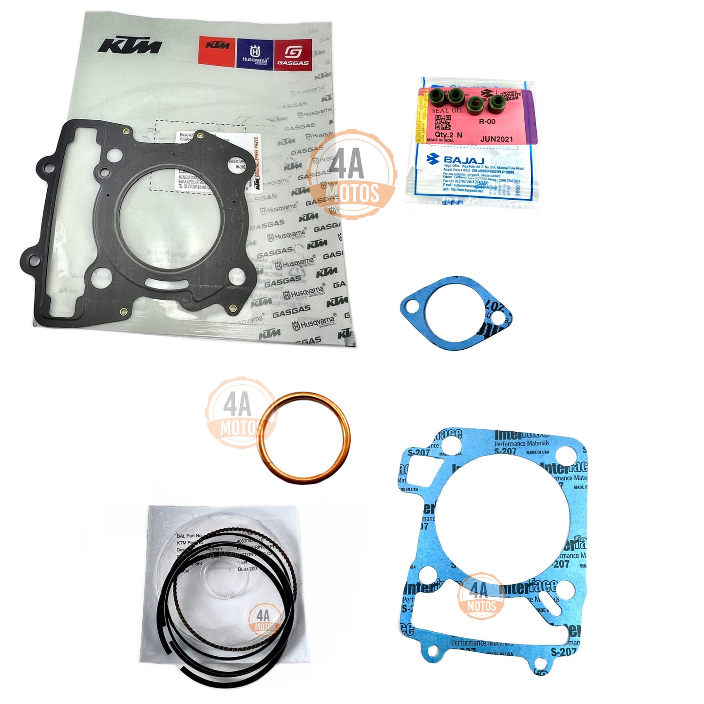 Kit Medio Ktm Duke 200, Anillos Y Sellos Válvulas Modelo Nuevo