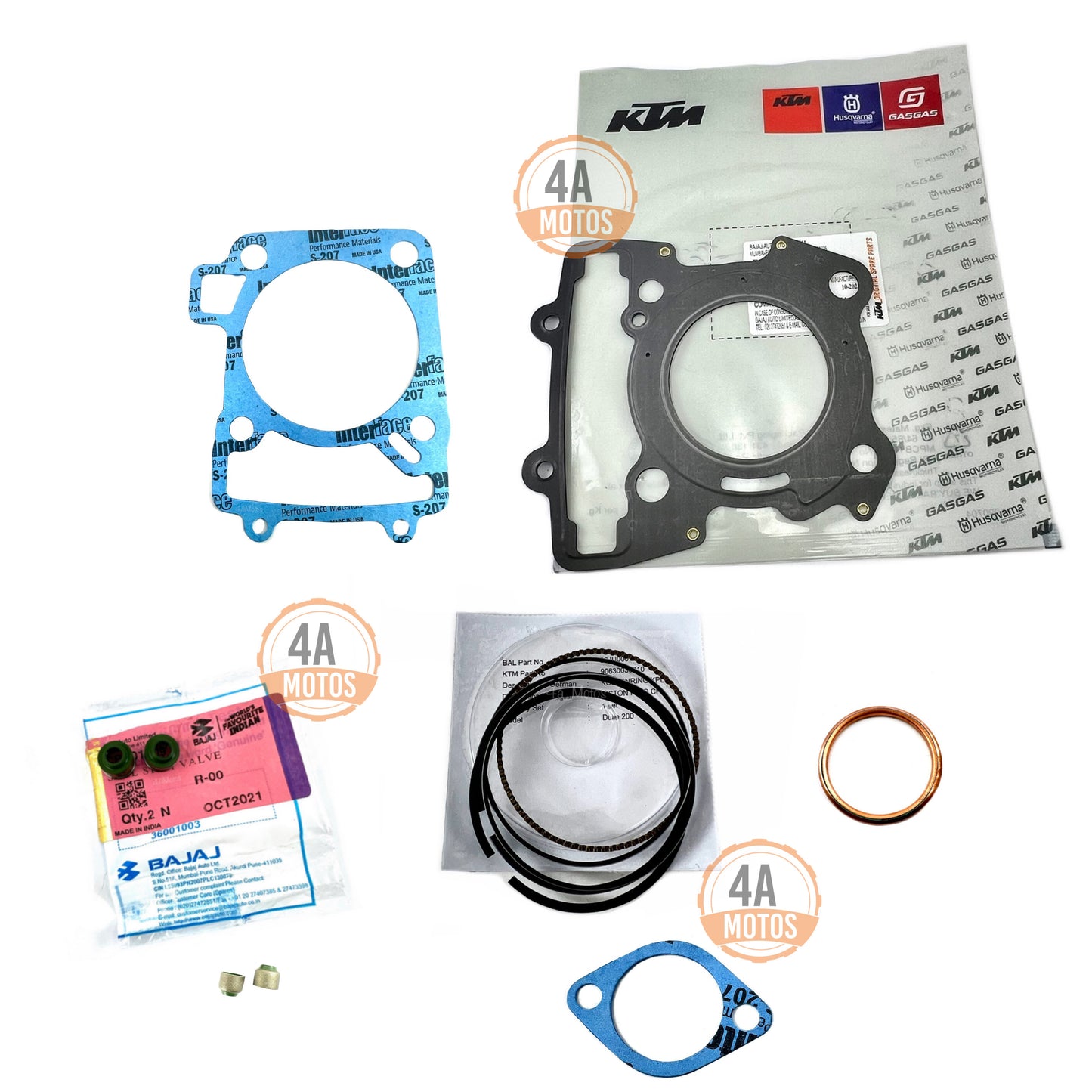 Kit Medio Ktm Duke 200, Anillos-sellos Válvulas Modelo Antiguo