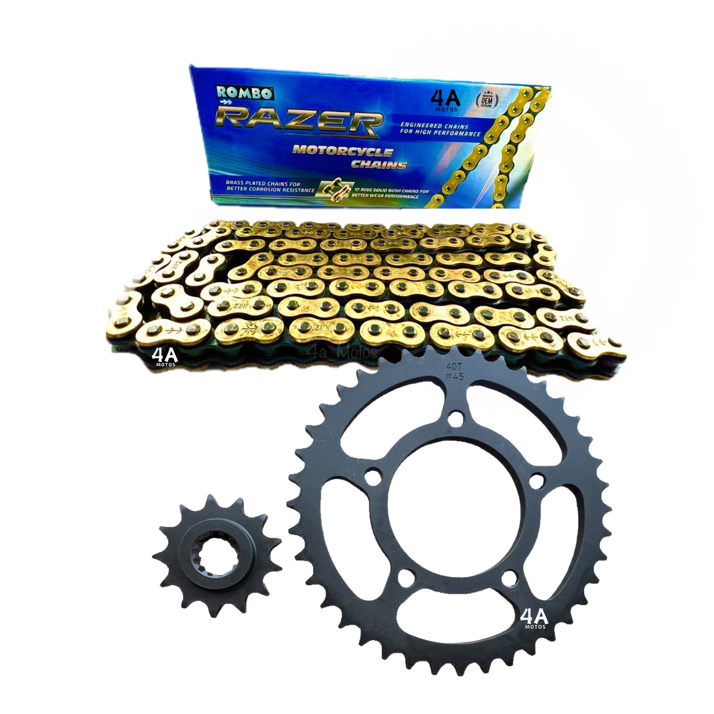 Kit De Arrastre Gixxer 250 Reforzado Cadena Orrinada Dorada