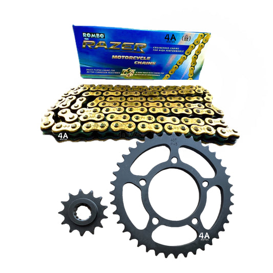 Kit De Arrastre Gixxer 250 Reforzado Cadena Orrinada Dorada