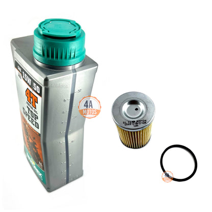 Aceite Motorex Top Speed 15w50 + Filtro Aceite Bajaj + Oring