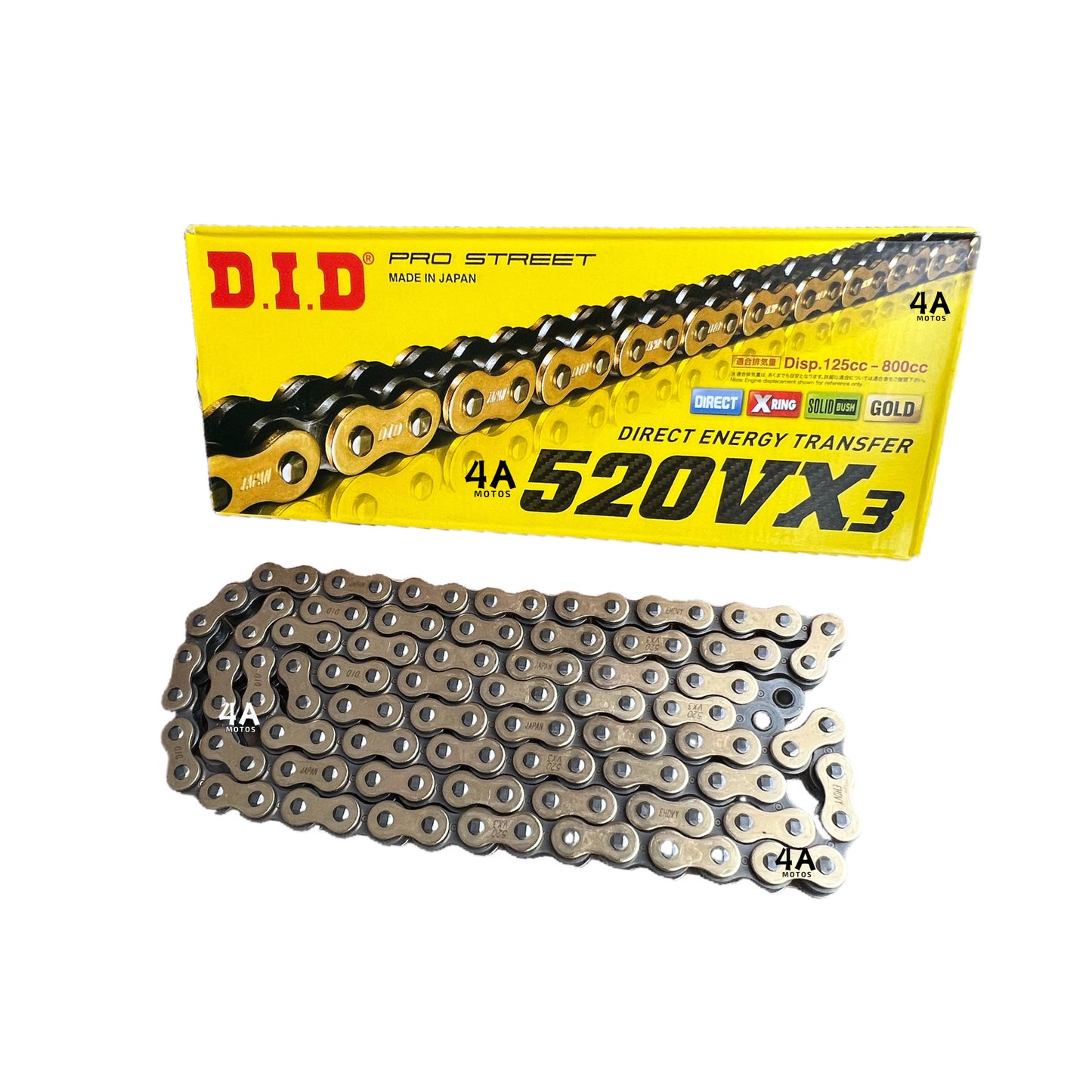 Cadena Did 520 Vx3 120 Zb  Dorada Reforzada Xring Japon