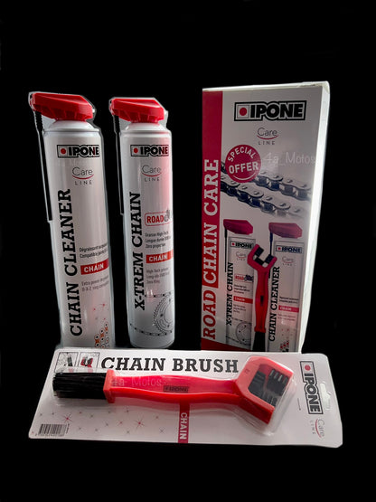 Kit Limpiado Y Lubricante Cadena + Cepillo Ipone